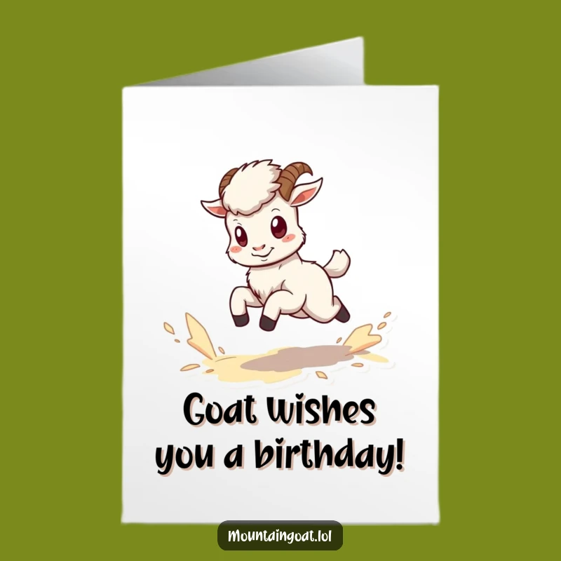 Free Printable Birthday Card: Kawaii Goat Celebration, Energetic Digital Gift