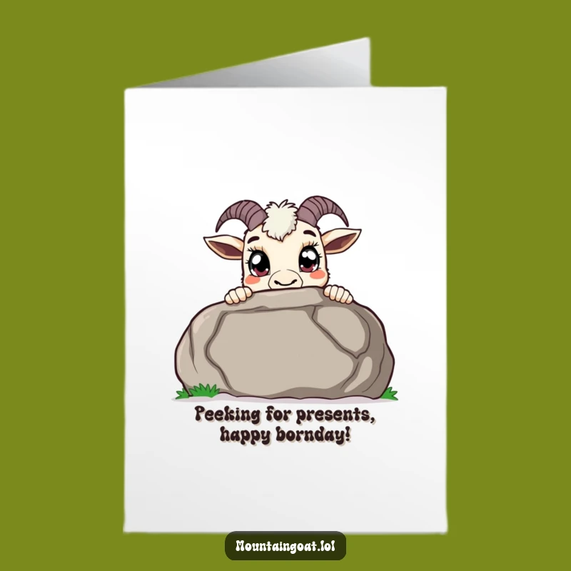 Free Printable Curious Goat Birthday Card: Funny Peek Downloadable Gift