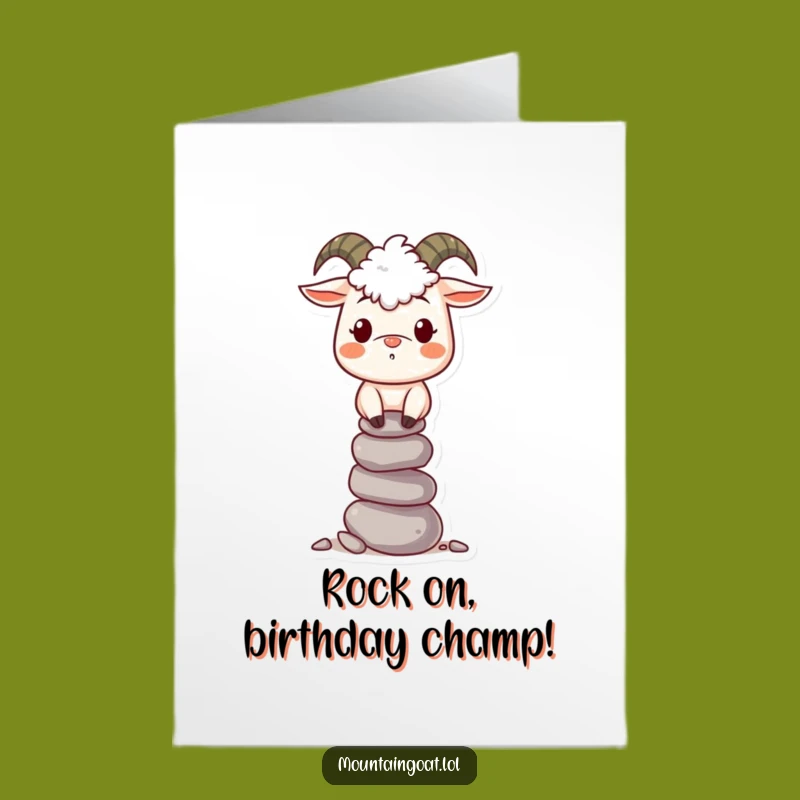Free Printable Birthday Card: Funny Goat Stacking Pebbles, Hilarious Downloadable Gift