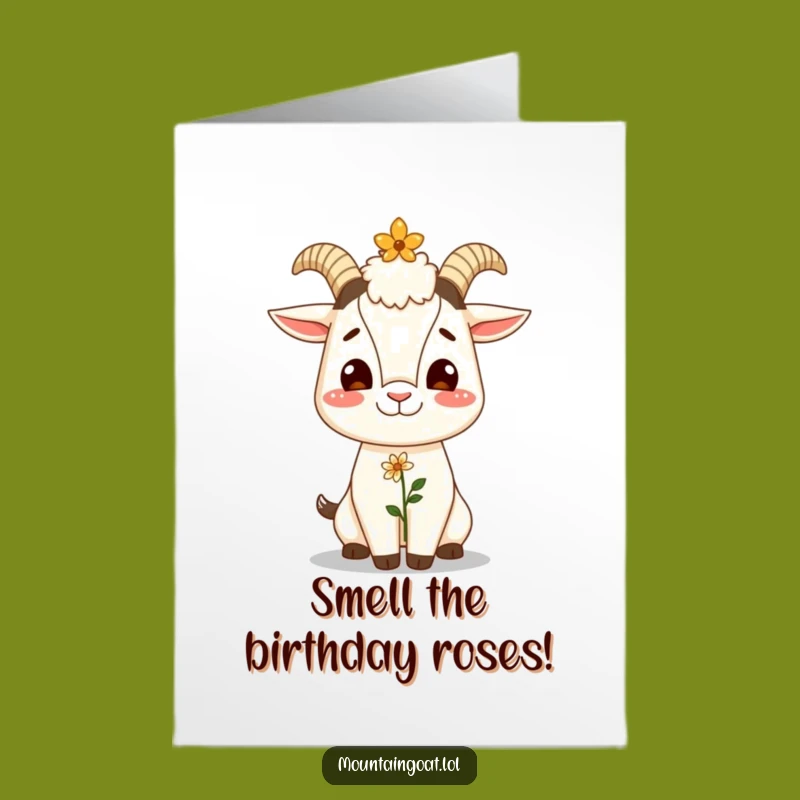 Free Printable Birthday Card: Giggling Goat Flower Balance Funny Gift