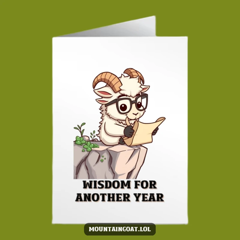 Free Printable Birthday Card: Smart Goat Scroll Reading Funny Gift