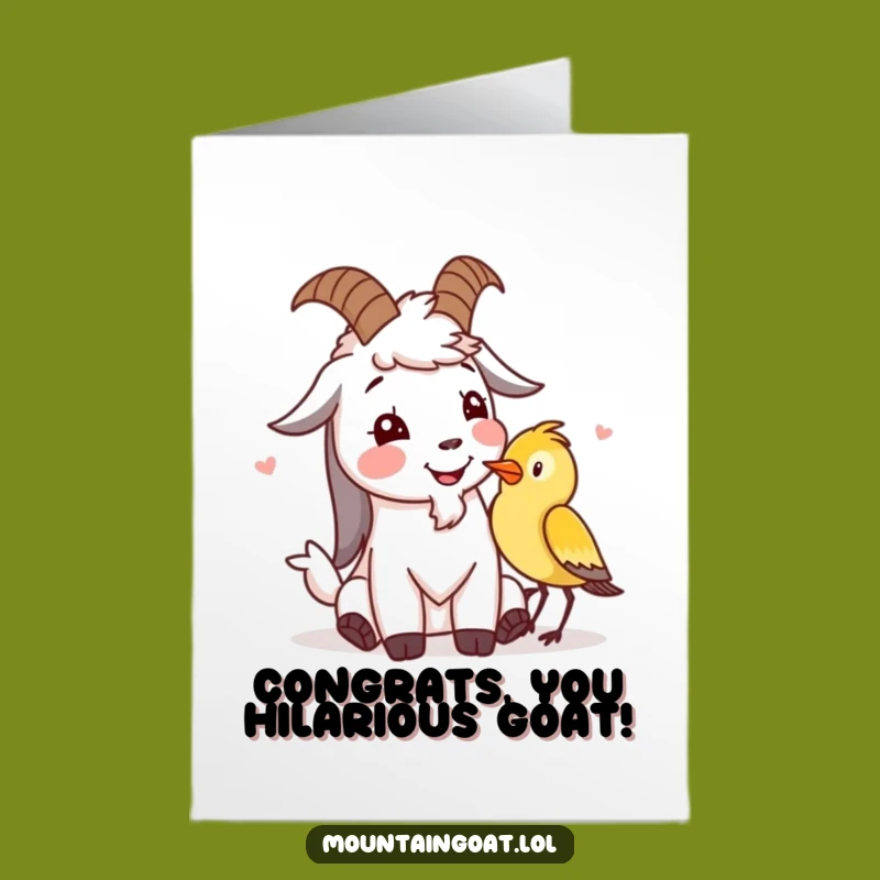 Free Printable Goat & Bird Congrats Card - Funny Downloadable Celebration Art