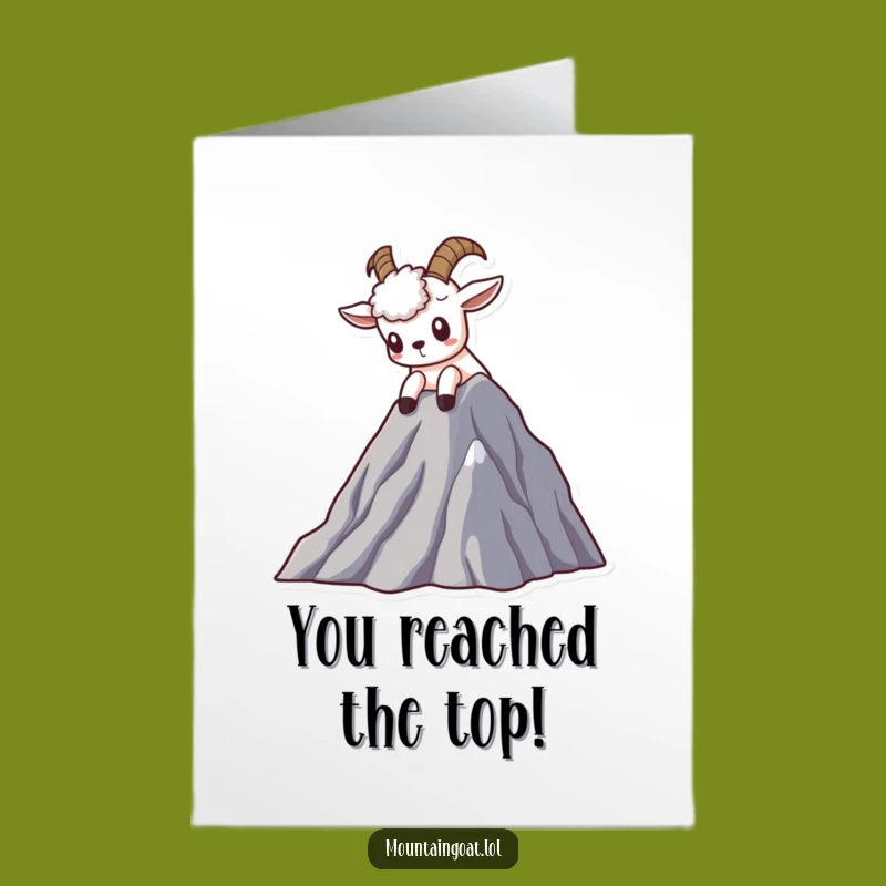 Curious Goat Congrats Card: High Peak Free Printable Funny Downloadable Gift for Reaching Goals