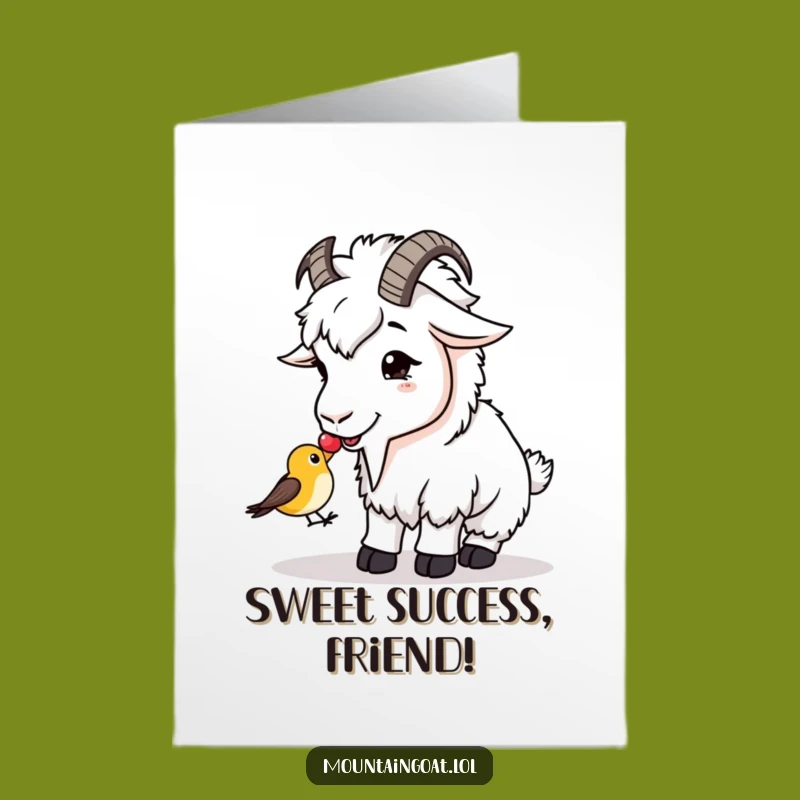Free Printable Congrats Card: Goat & Bird's Kind Moment! Funny Downloadable Gift.