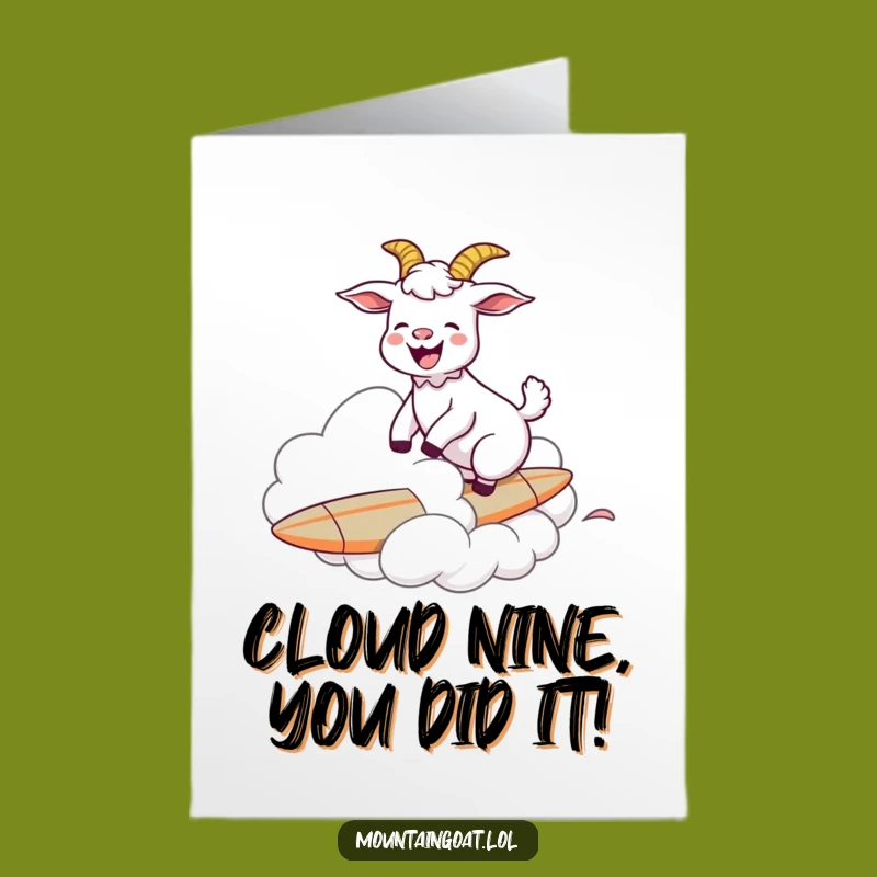 Free Printable Congrats Card: Goat Surfing Cloud, Hilarious Downloadable Achievement Gift