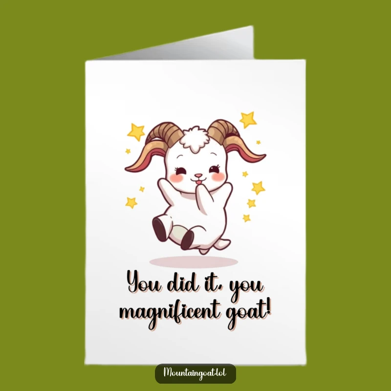 Free Printable Congrats Card: Goofy Falling Goat Surprise, Hilarious Downloadable Achievement Gift