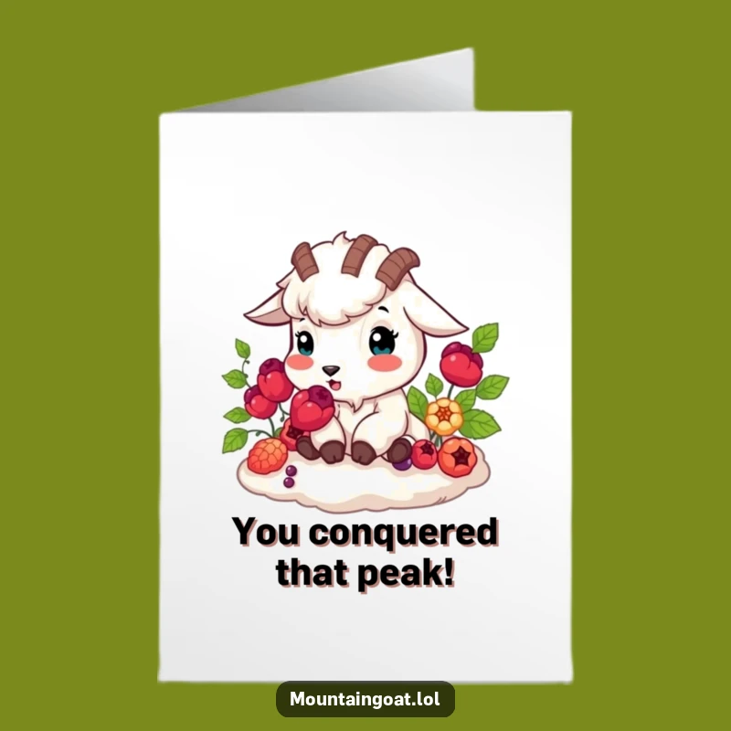 Free Printable Congrats Card: Happy Berry Goat - Downloadable Celebration!