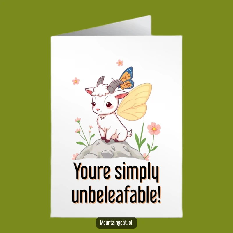 Free Printable Congrats Card: Hilarious Goat Butterfly Design for Big Wins