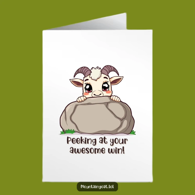 Free Printable Curious Goat Congrats Card: Humorous Peek Achievement Download