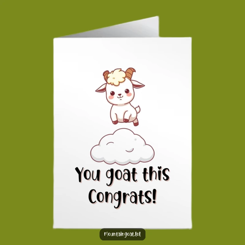 Free Printable Kawaii Goat Congrats Card: Funny Leaping Downloadable Gift for Any Occasion