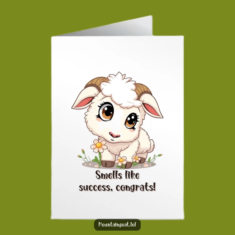 Free Printable Kawaii Goat Congratulations Card - Funny Sniffing Downloadable Gift