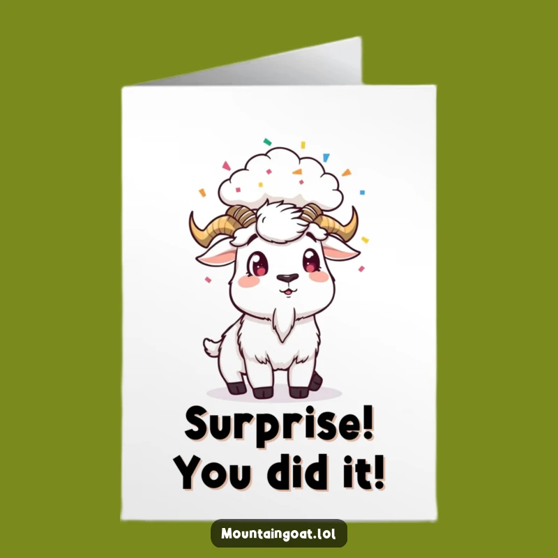Free Printable Congrats Card: Confetti Goat Celebration! Funny Downloadable Gift.