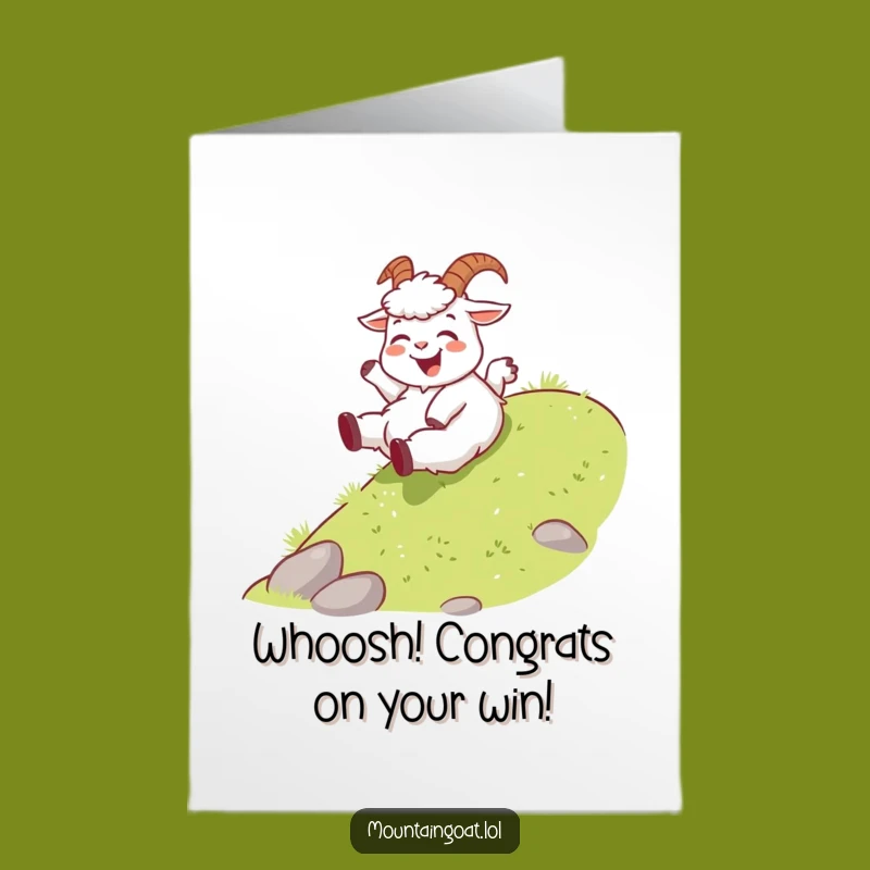 Free Printable Joyful Goat Congrats Card: Humorous Sliding Achievement Download