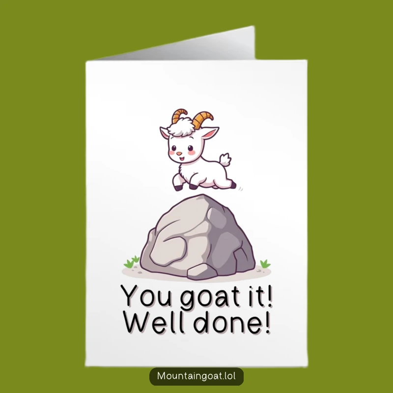 Free Printable Kawaii Goat Congratulations Card - Funny Leaping Downloadable Gift