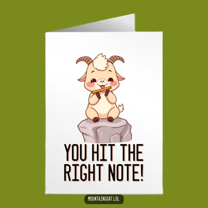 Free Printable Kawaii Goat Congrats Card: Funny Flute Playing Downloadable Gift for Celebrations
