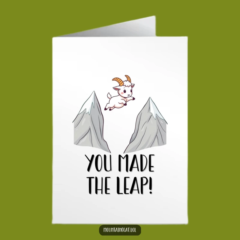 Free Printable Congratulations Card: Kawaii Goat's Epic Leap - Funny Downloadable