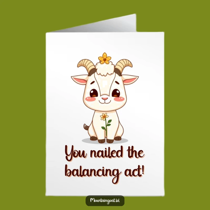 Free Printable Congratulations Card: Giggling Goat Flower Balance Humorous