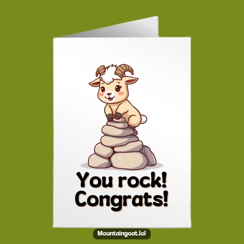 Free Printable Kawaii Goat Congrats Card: Funny Balancing Downloadable Gift for Success