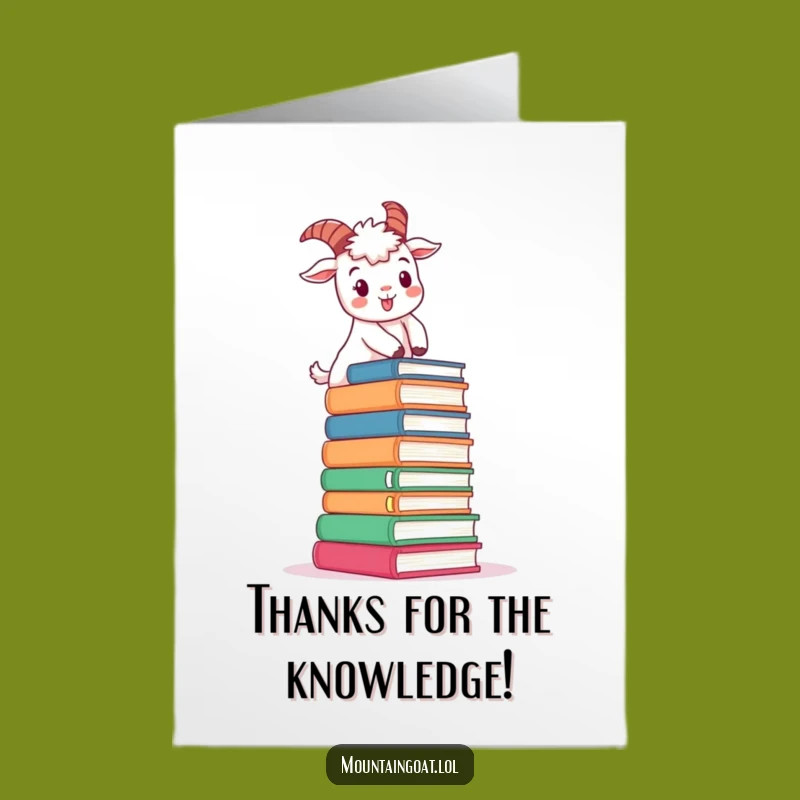 Free Printable Book Climbing Goat Thank You Card: Humorous Downloadable Gift for Gratitude