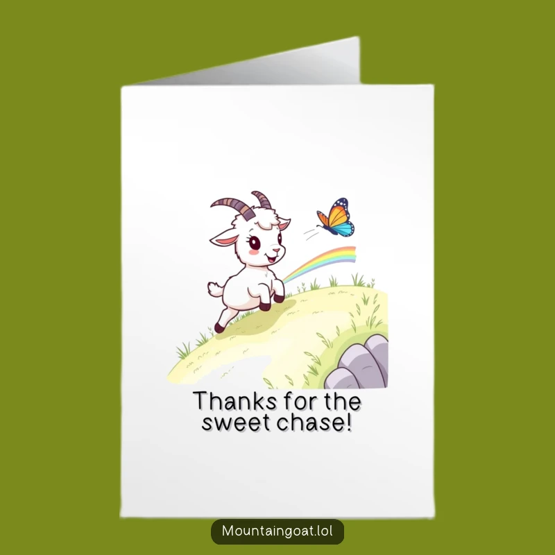 Free Printable Mountain Goat Thank You Card: Rainbow Chase Hilarious Greeting