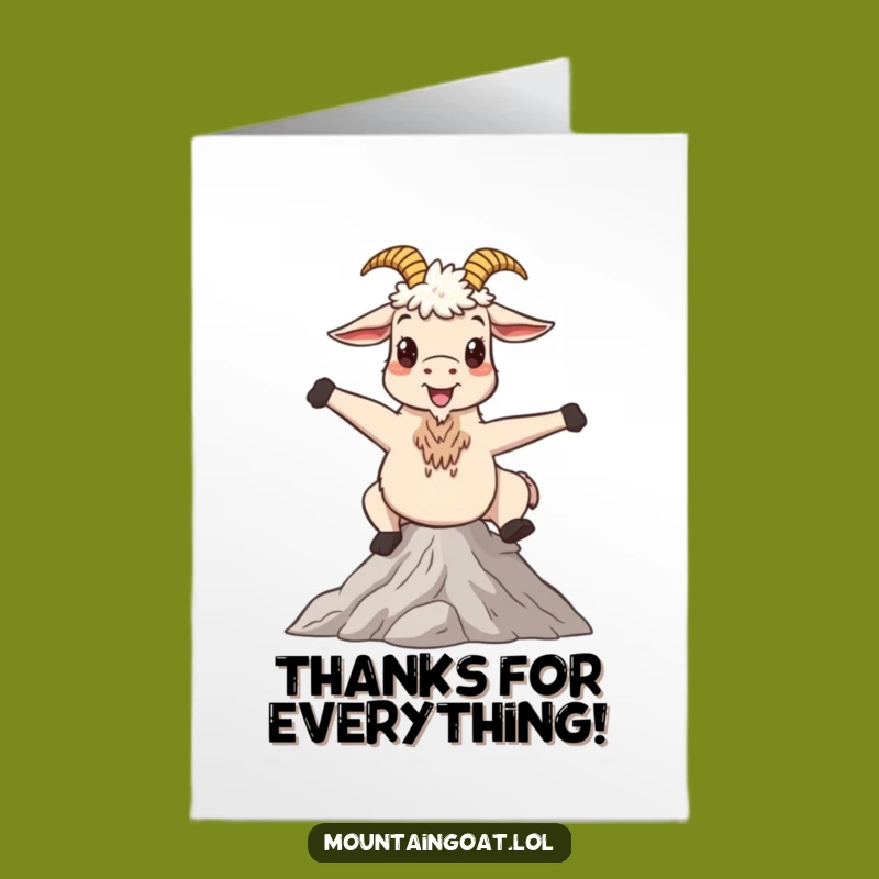 Free Printable Serene Goat Thank You Card - Funny Downloadable Gift for Appreciating Support