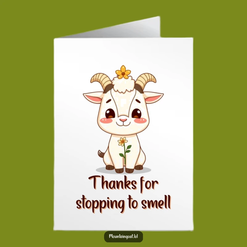 Free Printable Thank You Card: Giggling Goat Flower Balance Funny