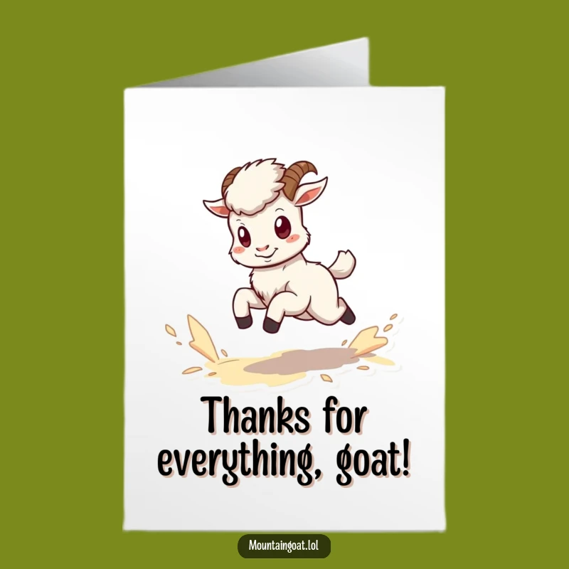 Free Printable Thank You Card: Grateful Kawaii Goat's Dash, Quirky Art