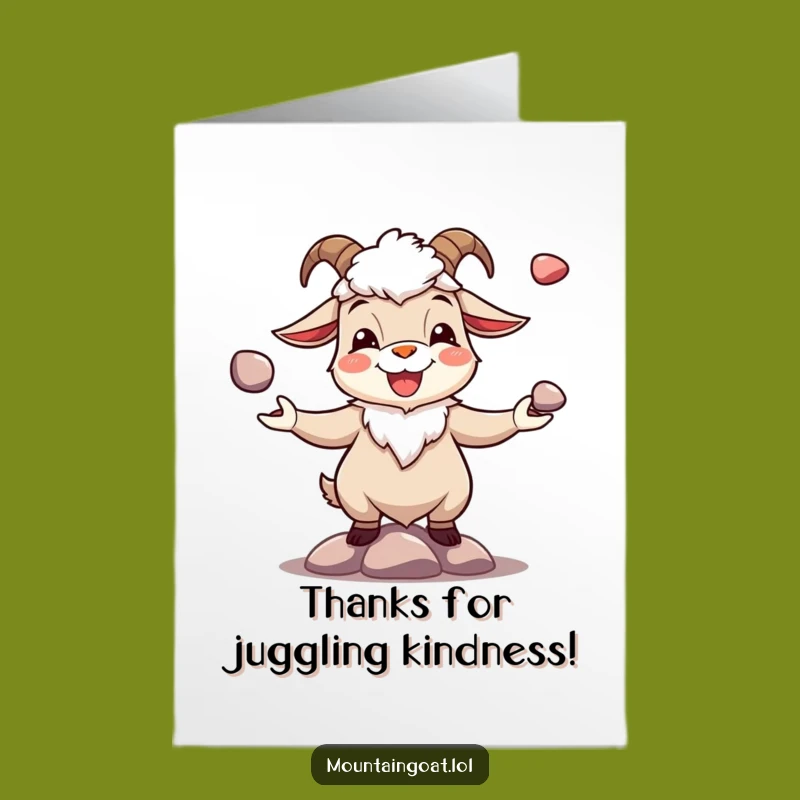 Free Printable Thank You Card: Juggling Goat Pebbles, Funny Downloadable for Gratitude