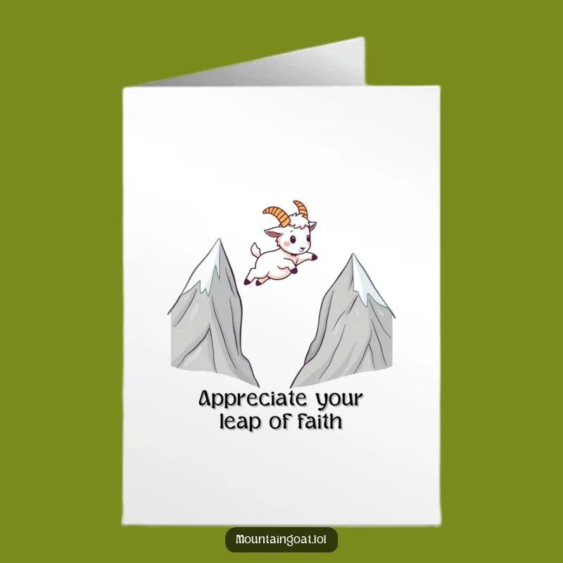 Free Printable Thank You Card: Kawaii Goat's Leap - Humorous Downloadable