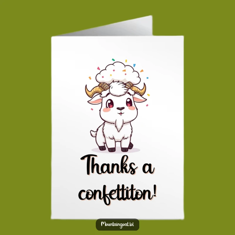 Free Printable Thank You Card: Confetti Goat Surprise! Funny Downloadable Gift.