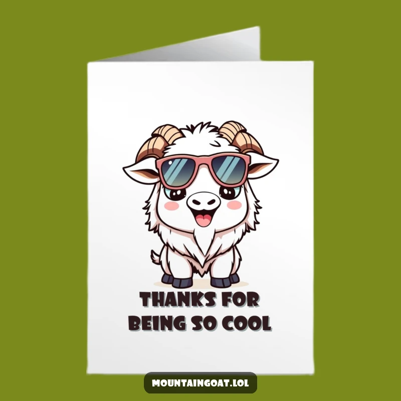 Kawaii Mountain Goat Thank You Card: Cool Shades Free Printable Funny Downloadable Gift