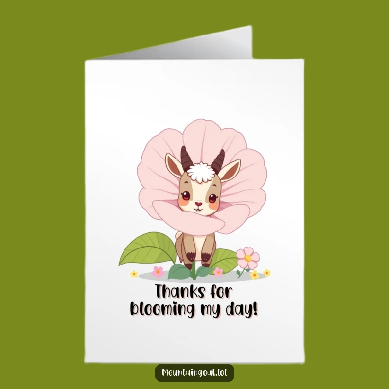 Free Printable Thank You Card: Curious Goat Peeking, Funny Downloadable Expressing Gratitude