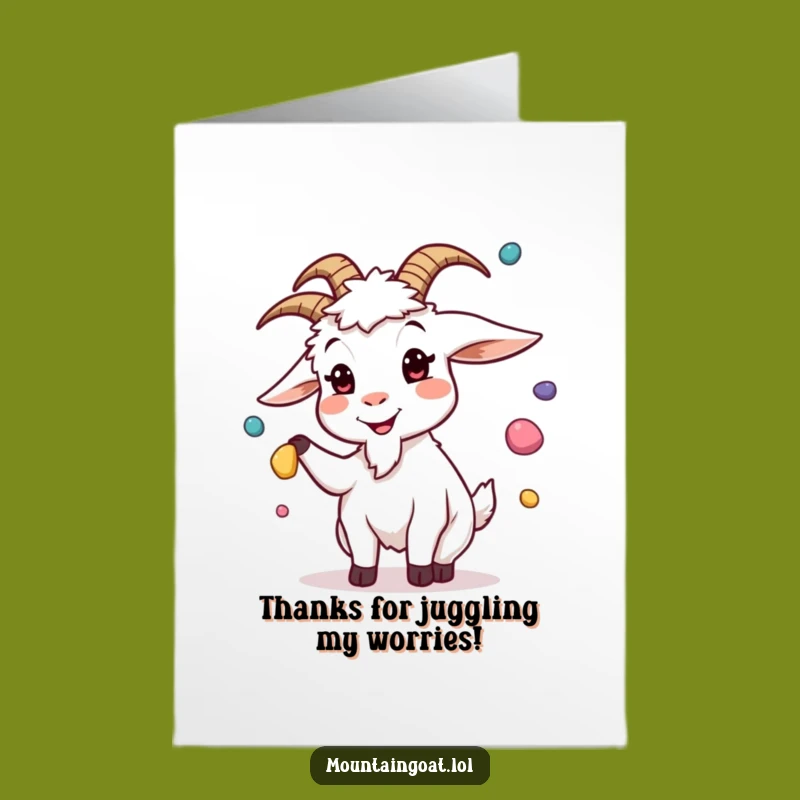 Free Printable Thank You Card: Juggling Gratitude, Silly Goat Downloadable Appreciation Gift