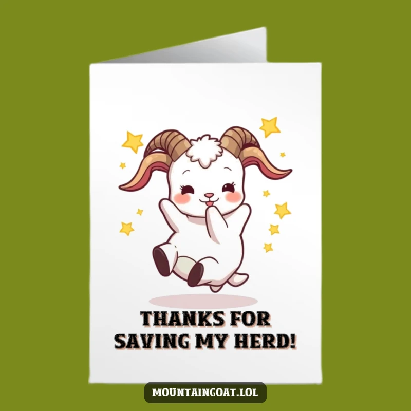 Free Printable Thank You Card: Tumbling Goat Gratitude, Whimsical Downloadable Appreciation Gift