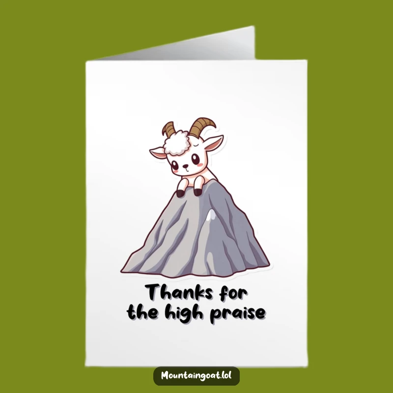 Kawaii Mountain Goat Thank You Card: Peak View Free Printable Funny Downloadable Gift