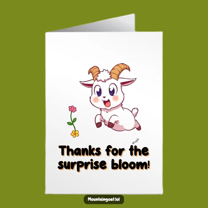 Free Printable Startled Goat Thank You Card: Funny Flower Drop Greeting