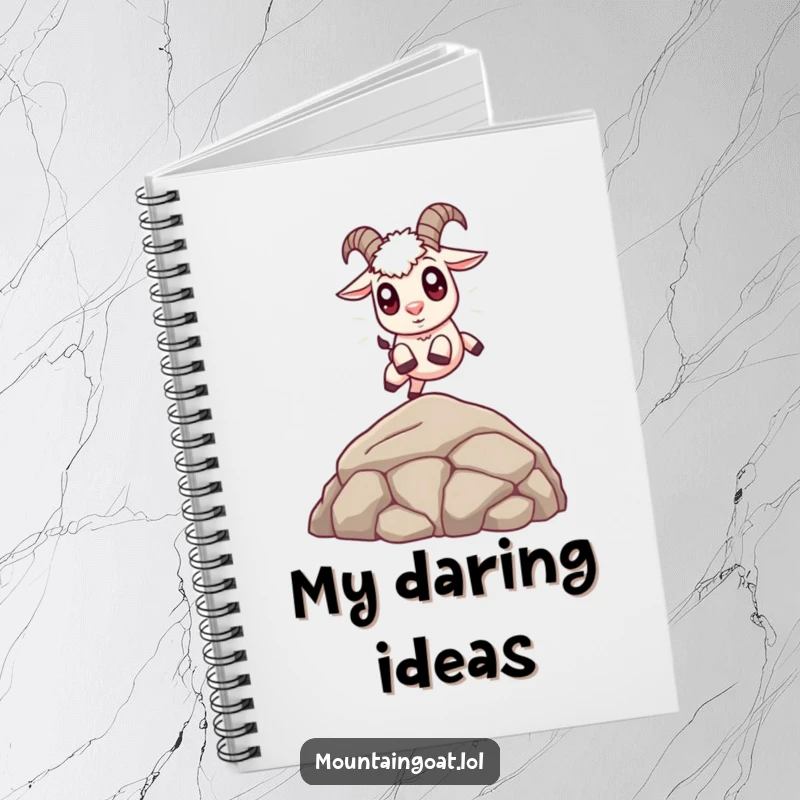 Funny Cute Goat Notebook: A notebook featuring a cute mountain goat with big eyes leaping over a small object.