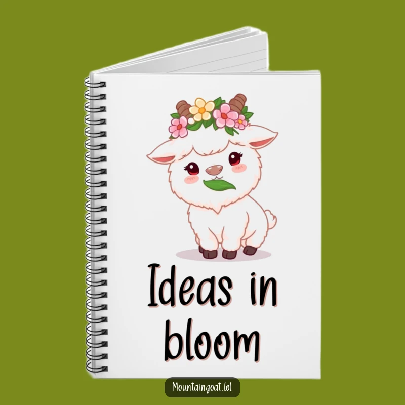 Funny Flower Crown Goat Notebook - Cute Munching Animal Journal Gift