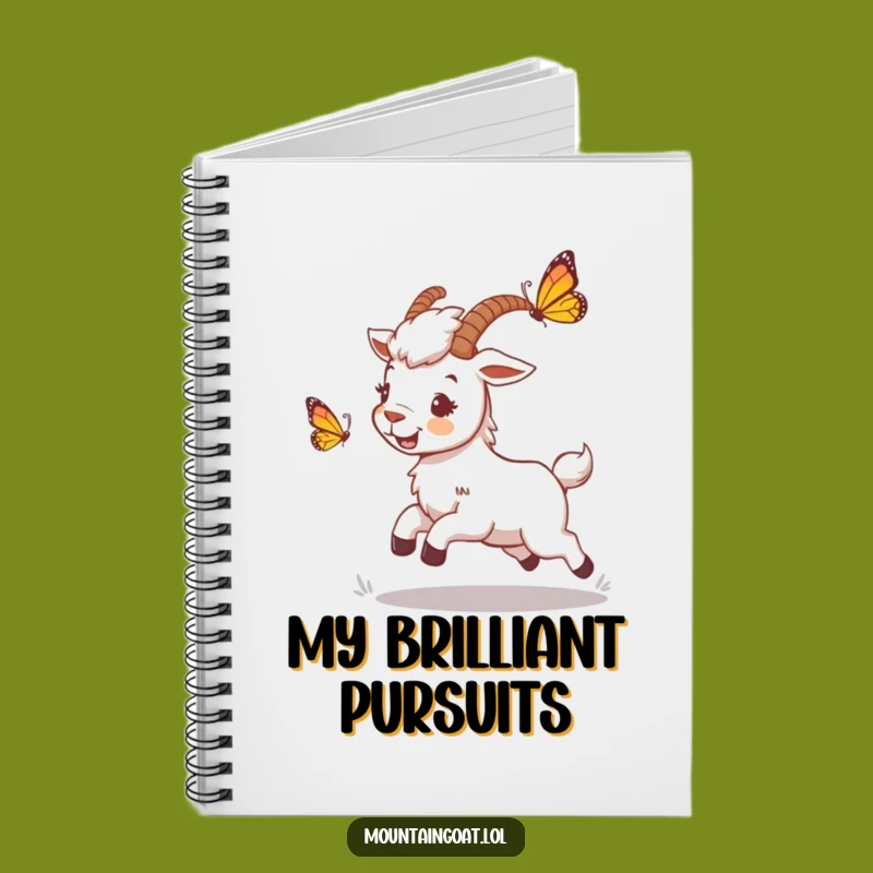 Funny Mountain Goat Butterfly Notebook - Jot Down Playful Thoughts