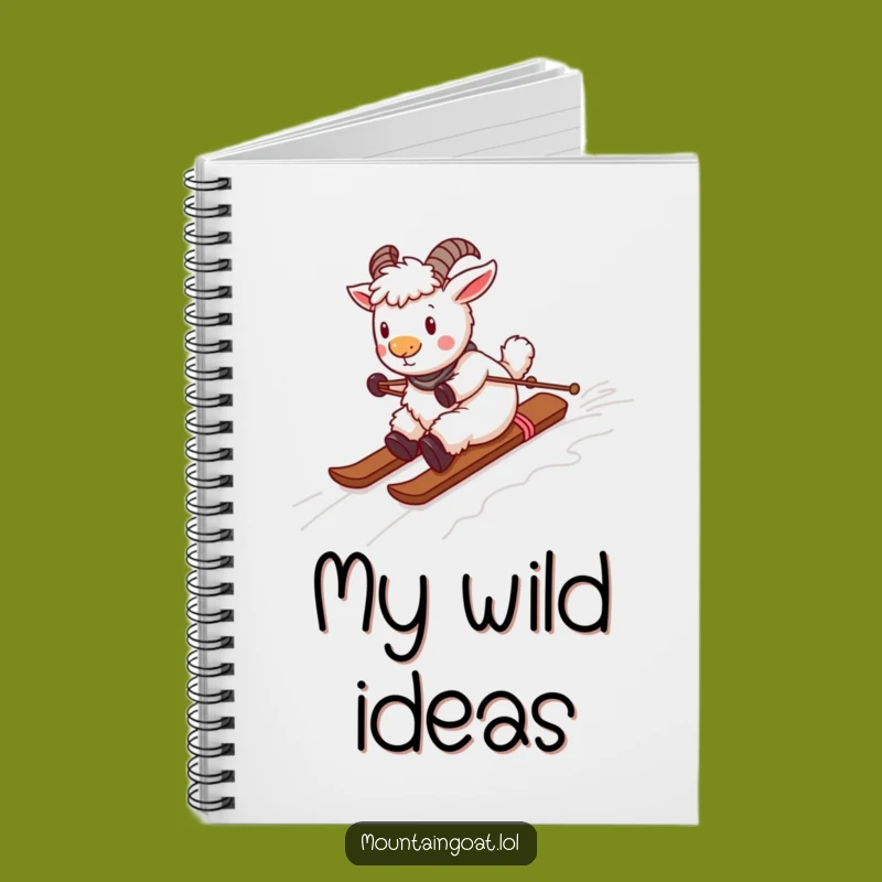 Funny Playful Goat Yarn Ski Notebook - Journal Your Adventures