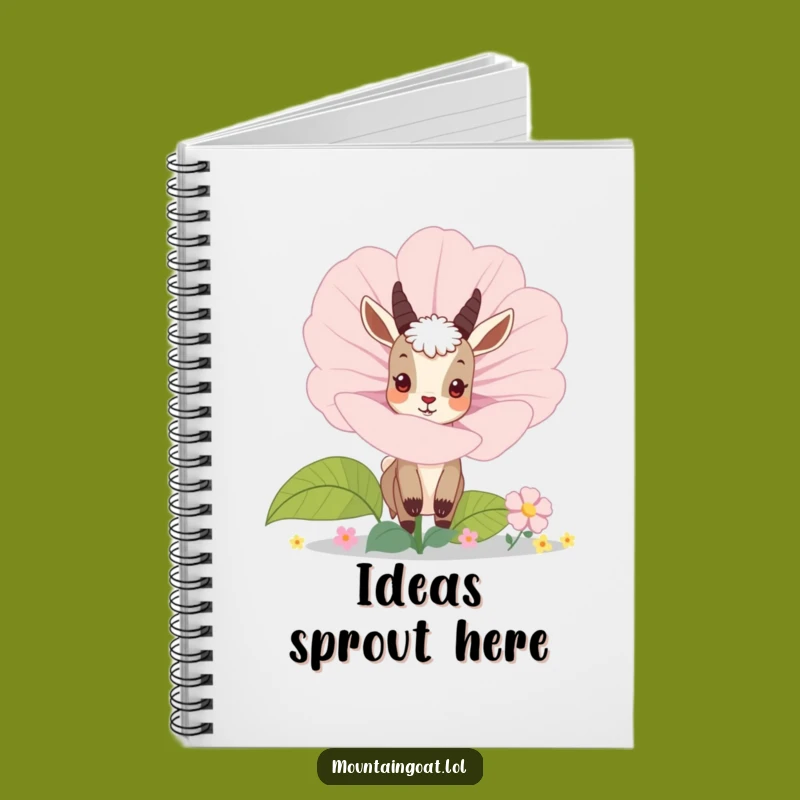 Funny Curious Mountain Goat Flower Notebook - Journal Your Thoughts