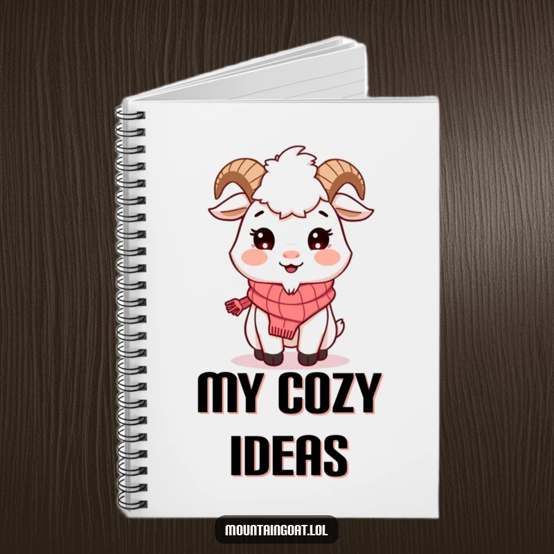 Funny Mountain Goat Scarf Notebook: A smiling goat with a scarf inspires warm notes and friendly reflections.