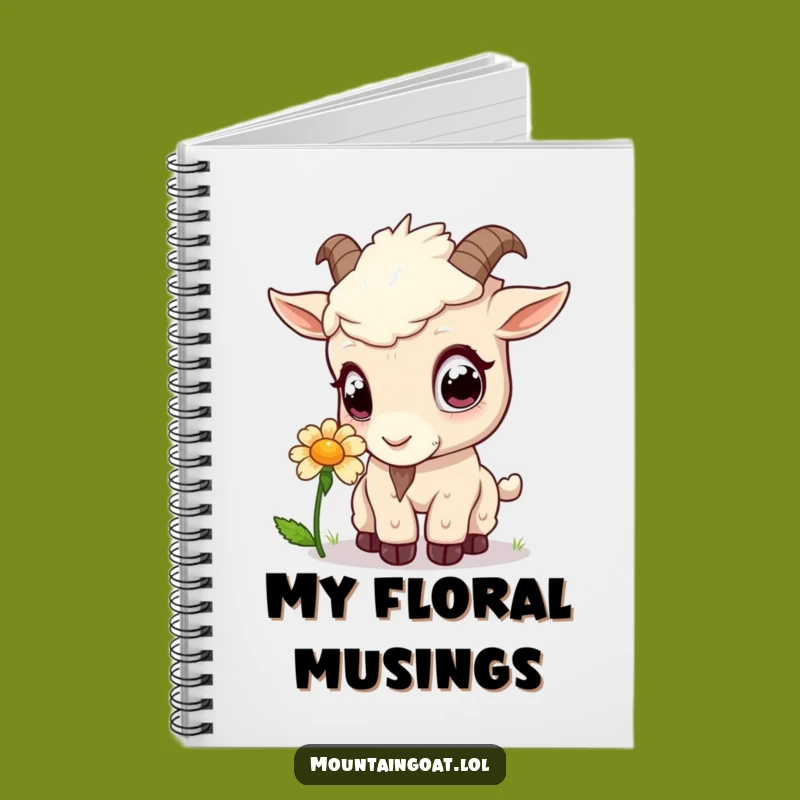 Funny Kawaii Goat Flower Sniff Notebook - Journaling Cute Gift