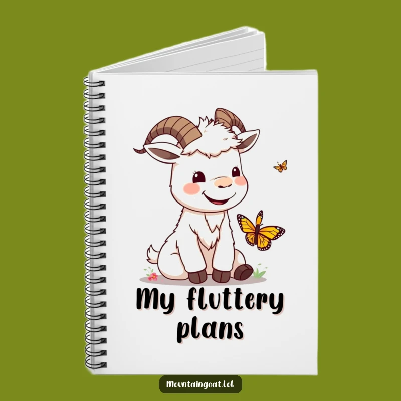 Funny Kawaii Goat & Butterfly Notebook: Jot Down Happy Thoughts