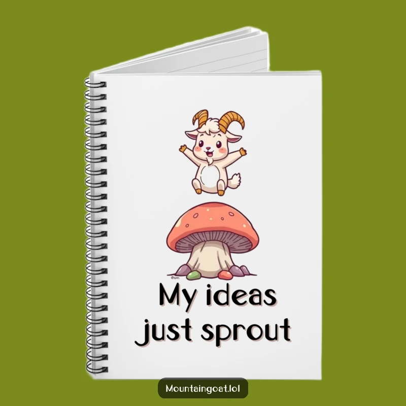 Funny Mountain Goat Mushroom Notebook - Jot Down Joyful Ideas