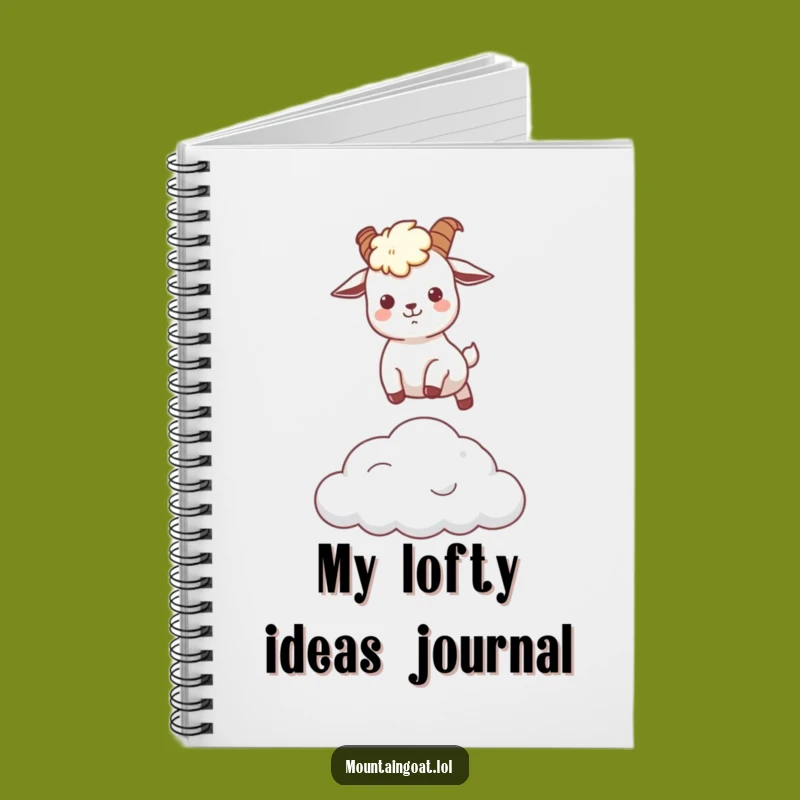 Funny Kawaii Mountain Goat Cloud Leap Notebook - Journaling Humor Gift