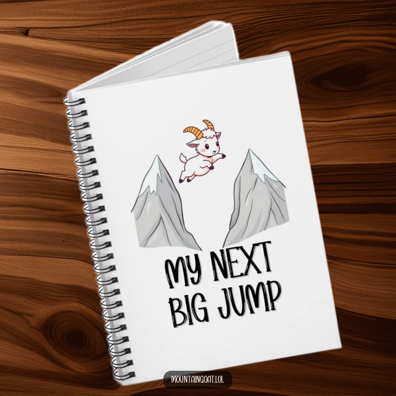Funny Mountain Goat Notebook: A kawaii goat leaps across the cover, inspiring adventurous thoughts and humorous notes within.