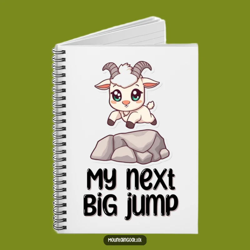 Funny Kawaii Mountain Goat Notebook - Cute Leaping Animal Journal Gift