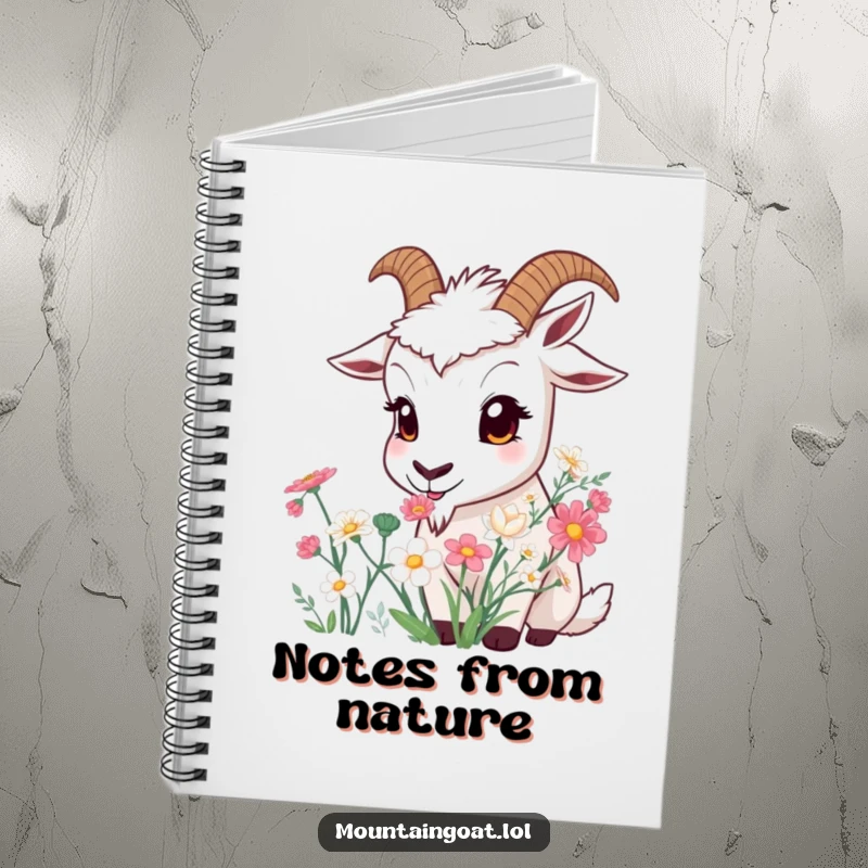 Funny Curious Goat Notebook: A wide-eyed goat smelling a flower bouquet encourages creative writing and journaling.