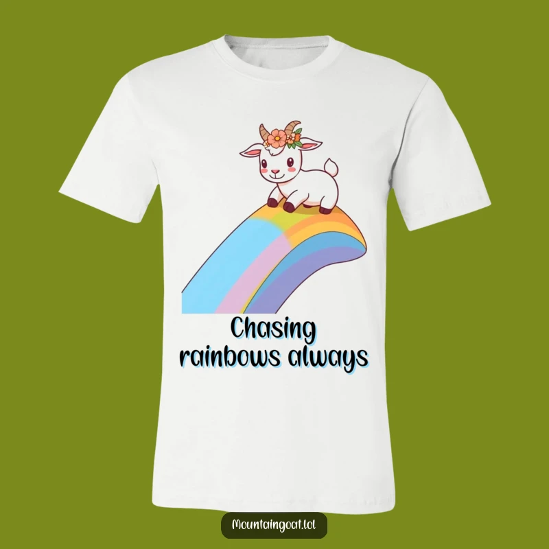 Funny Flower Crown Goat T-Shirt: Hilarious Rainbow Slide Tee for Happy People